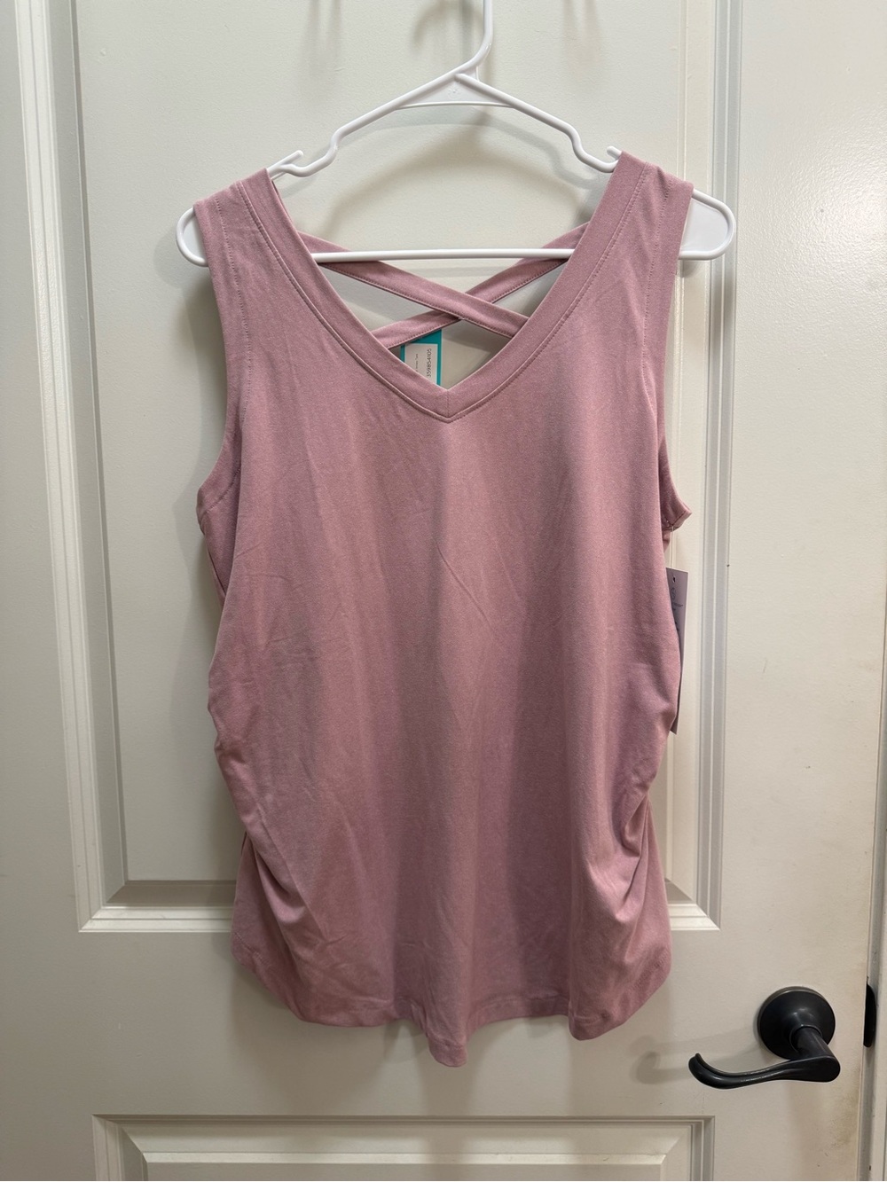 Women’s Crisscross Back Maternity Tank Top - Light Pink